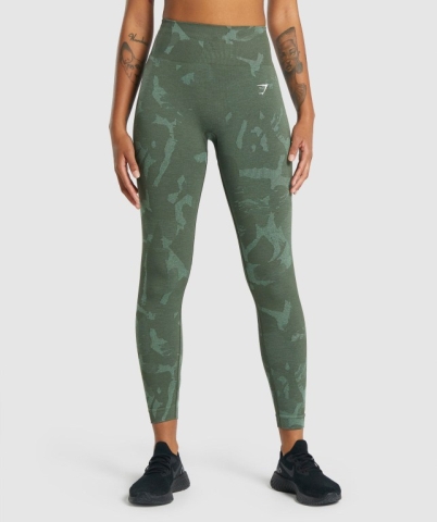 Gymshark Adapt Camo Seamless High Waisted Tayt Kadın Yeşil | 294-YDBSQH