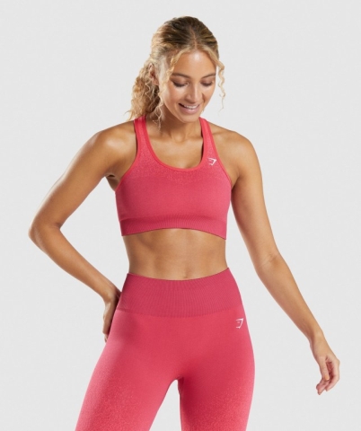 Gymshark Adapt Ombre Seamless Spor Sütyeni Kadın Pembe Kırmızı | 246-SXGOKR