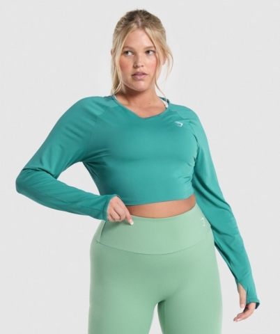 Gymshark Antrenman Crop Top Tişört Kadın Turkuaz | 672-YXUTOV