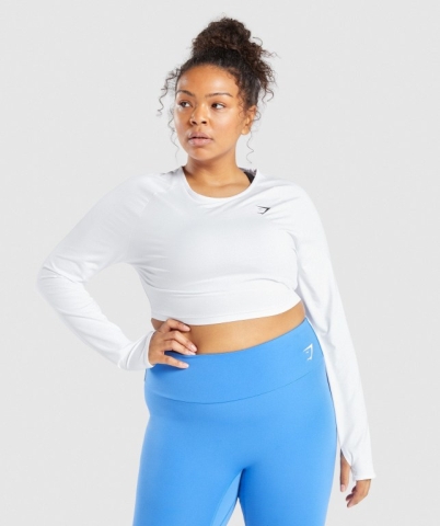 Gymshark Antrenman Crop Top Tişörtü Kadın Beyaz | 835-SRTBAD