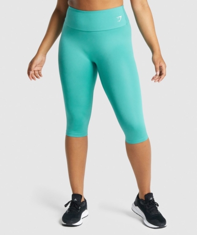 Gymshark Antrenman Cropped High Waisted Tayt Kadın Turkuaz | 658-URGTSQ