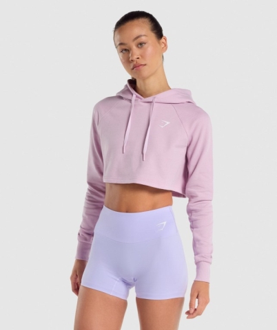 Gymshark Antrenman Cropped Kapüşonlu Sweatshirt Kadın Açık Pembe | 439-SBGTQR