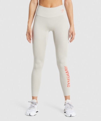 Gymshark Antrenman Graphic High Waisted Tayt Kadın Gri | 578-TWOMSG