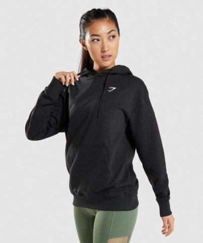 Gymshark Antrenman Oversized Kapüşonlu Sweatshirt Kadın Siyah | 738-LTAWJD