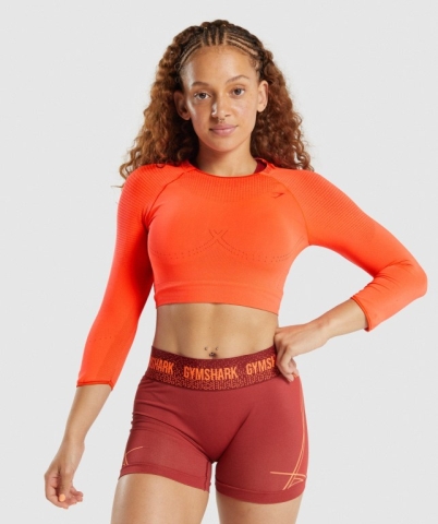 Gymshark Apex Seamless Crop Top Tişört Kadın Turuncu | 280-TGSQBE