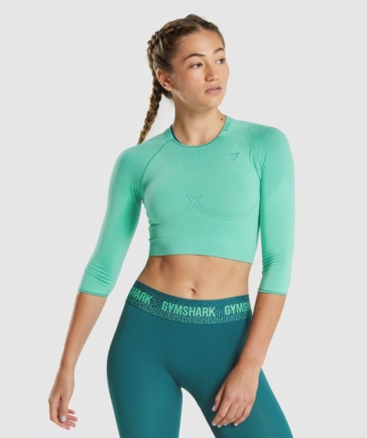 Gymshark Apex Seamless Crop Top Tişörtü Kadın Turkuaz | 506-ILVPUK