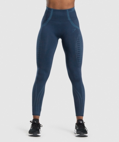 Gymshark Apex Seamless High Waisted Tayt Kadın Lacivert Açık Mavi | 984-TACBLF