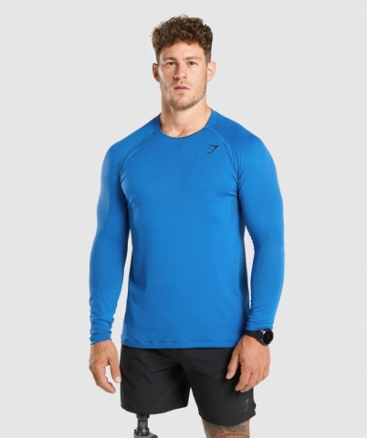 Gymshark Apex Seamless Tişört Erkek Mavi | 964-LASQBJ