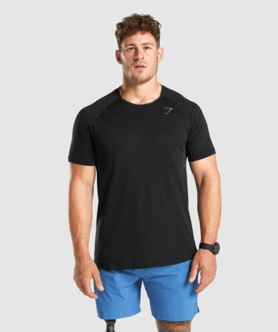 Gymshark Apex Seamless Tişört Erkek Siyah | 046-BJZYEA