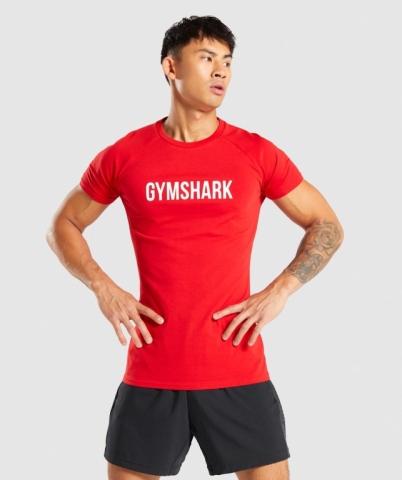 Gymshark Apollo Tişört Erkek Kırmızı | 576-GPJXBU