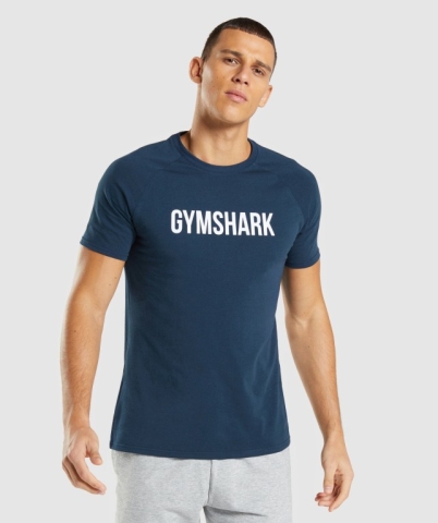 Gymshark Apollo Tişört Erkek Lacivert | 683-UNDPGB