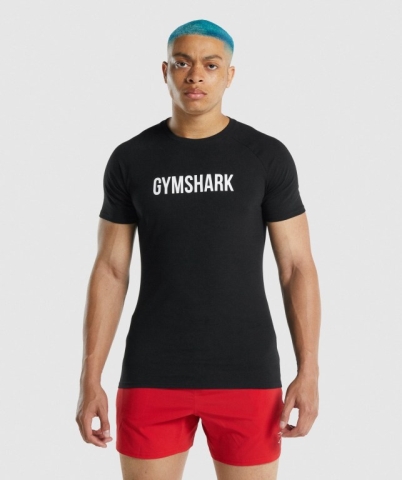 Gymshark Apollo Tişört Erkek Siyah | 142-DXGJEQ