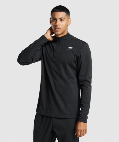 Gymshark Arrival 1/4 Zip Kapüşonlu Sweatshirt Erkek Siyah | 167-PHODWF