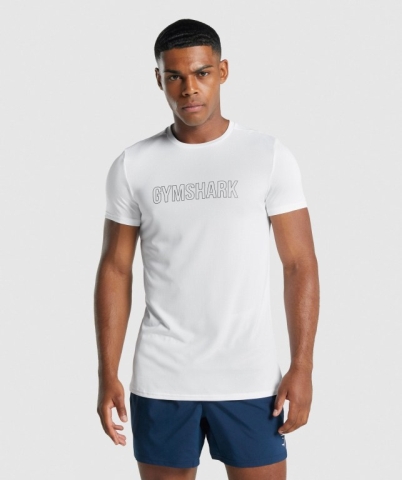 Gymshark Arrival Graphic Tişört Erkek Beyaz | 389-ETIFLC