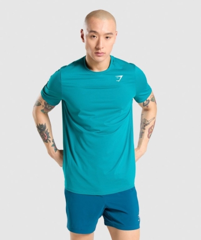 Gymshark Arrival Regular Fit Tişört Erkek Turkuaz | 675-YBKFPI