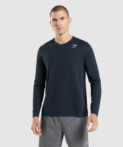 Gymshark Arrival Seamless Tişört Erkek Lacivert | 612-IFLPMA