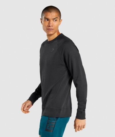 Gymshark Bold Crew Kapüşonlu Sweatshirt Erkek Siyah | 975-BJYQPL