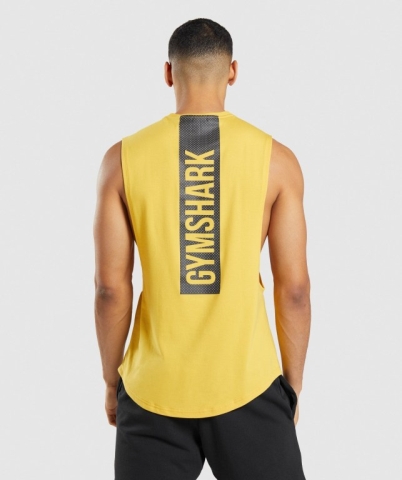 Gymshark Bold Drop Arm Atlet Erkek Sarı | 792-HINUMY