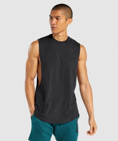 Gymshark Bold Drop Arm Atlet Erkek Siyah | 958-IARMYK