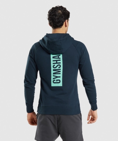 Gymshark Bold Kapüşonlu Sweatshirt Erkek Lacivert | 539-HMJYTA