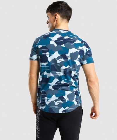 Gymshark Bold Tişört Erkek Camo Beyaz | 824-LJEXPR