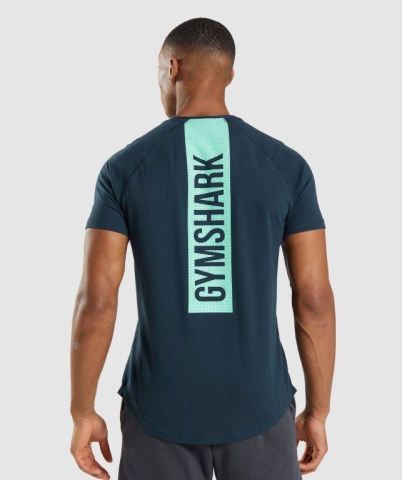 Gymshark Bold Tişört Erkek Lacivert | 371-ZATRNQ