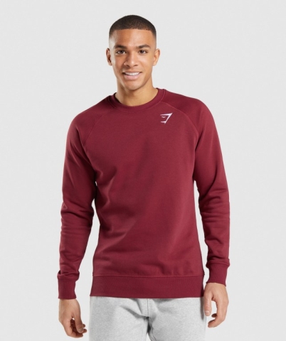 Gymshark Crest Sweatshirt Kapüşonlu Sweatshirt Erkek Bordo Kırmızı | 796-CJFVMD