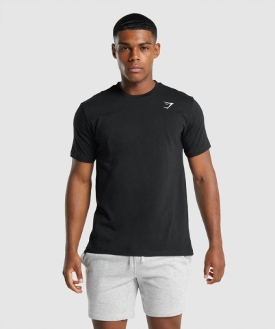 Gymshark Crest Tişört Erkek Siyah | 820-NKPJOD