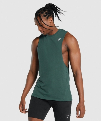 Gymshark Critical 2.0 Drop Arm Atlet Erkek Koyu Yeşil | 678-VWTXFJ