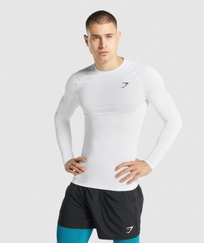 Gymshark Element Baselayer Tişört Erkek Beyaz | 328-RZPNTE