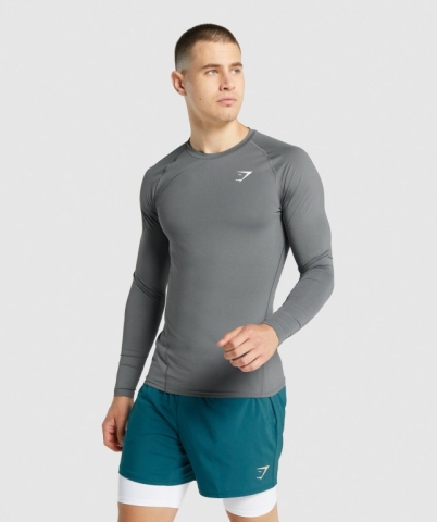 Gymshark Element Baselayer Tişört Erkek Gri | 453-XHEMYC