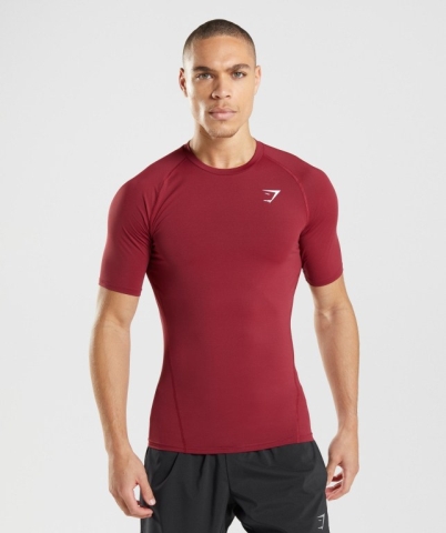 Gymshark Element Baselayer Tişört Erkek Bordo | 917-KWDLNA