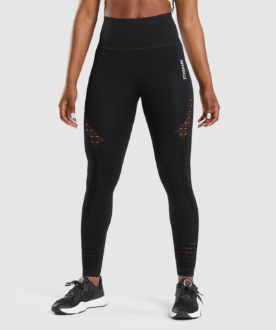 Gymshark Energy Seamless High Waisted Tayt Kadın Siyah | 631-GTSIAB