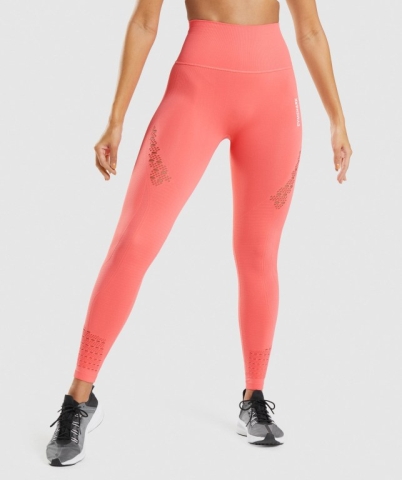 Gymshark Energy Seamless High Waisted Tayt Kadın Pembe | 830-ELDWVS