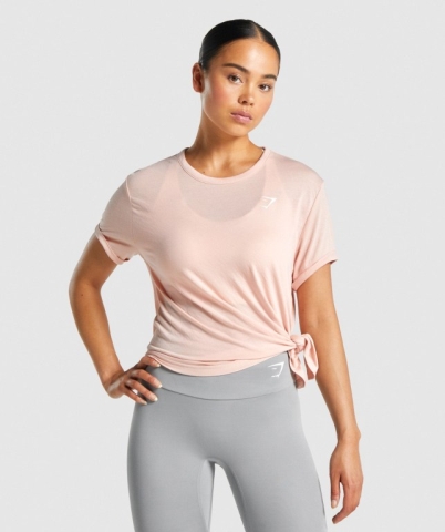 Gymshark Essential Tişört Kadın Açık Pembe | 693-KDJXCW