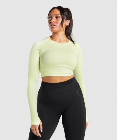 Gymshark Flex Sports Crop Top Tişörtü Kadın Açık Yeşil | 271-PHJWEX