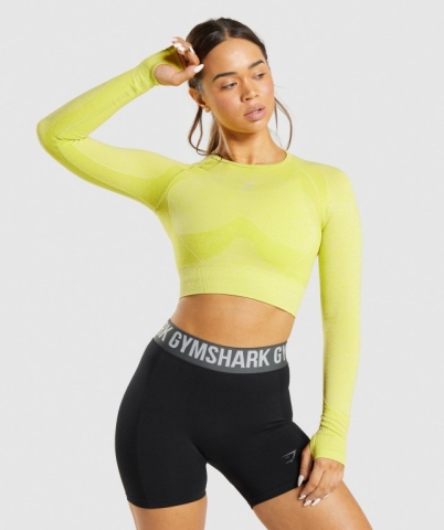 Gymshark Flex Sports Crop Top Tişörtü Kadın Sarı | 895-BSNYOP