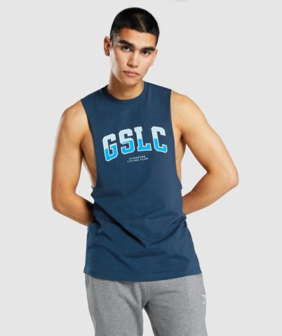 Gymshark GSLC Collegiate Drop Arm Atlet Erkek Lacivert | 354-UTNGCZ