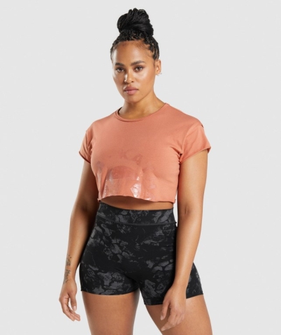 Gymshark KK Fit Raw Crop Top Tişört Kadın Turuncu | 537-DSLICW