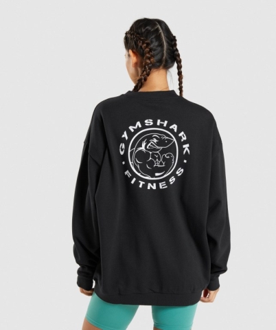 Gymshark Legacy Graphic Sweatshirt Kapüşonlu Sweatshirt Kadın Siyah | 429-MEOVLZ