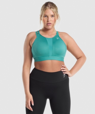 Gymshark Mesh Neckline Antrenman Spor Sütyeni Kadın Turkuaz | 472-YKCLAF