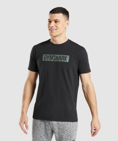 Gymshark Micro Print Block Infill Tişört Erkek Siyah | 092-GKTPWA