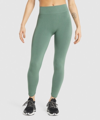 Gymshark Pause Seamless High Waisted Tayt Kadın Yeşil | 031-OZWBTQ