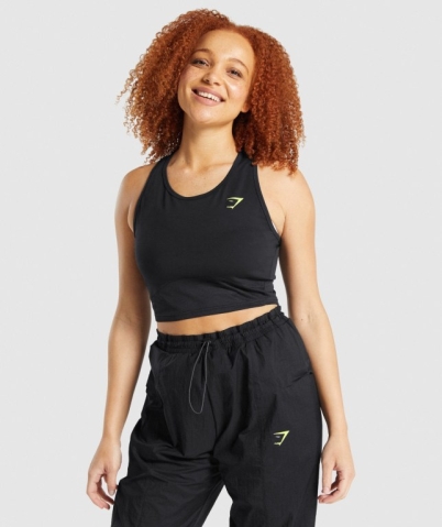 Gymshark Pulse Crop Atlet Kadın Siyah | 149-IQKHST