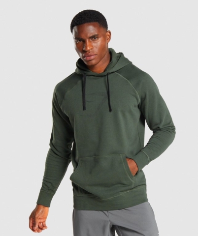 Gymshark Sharkhead Infill Kapüşonlu Sweatshirt Erkek Koyu Yeşil | 173-SODMPA