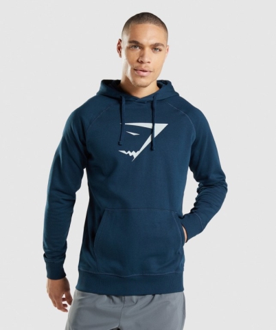 Gymshark Sharkhead Infill Kapüşonlu Sweatshirt Erkek Lacivert | 284-MNASDW