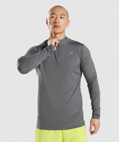 Gymshark Speed 1/4 Zip Kapüşonlu Sweatshirt Erkek Gri | 876-RPTAQC