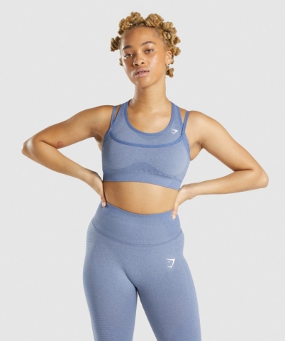 Gymshark Vital Rise Seamless Spor Sütyeni Kadın Mavi | 284-FEPSRU