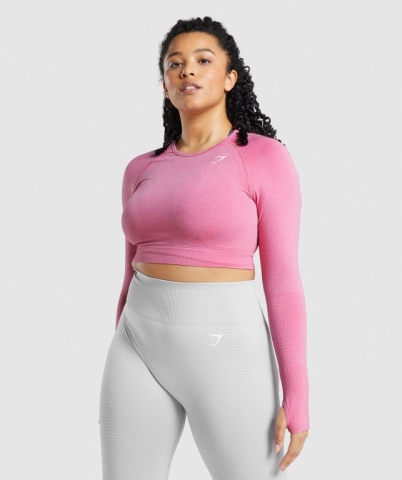 Gymshark Vital Seamless 2.0 Crop Top Tişörtü Kadın Pembe | 459-GLNKIY