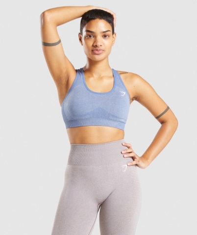 Gymshark Vital Seamless 2.0 Spor Sütyeni Kadın Mavi | 692-GYNVZI